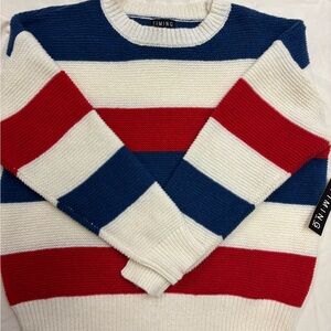 Striped Crewneck Sweater - Red, Blue, White